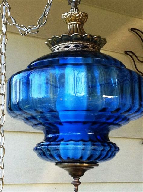 cobalt blue Antique Lamps, Vintage Lamps, Vintage Lighting, Lamp Light, Light Up, Swag Light ...