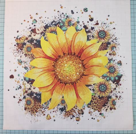 Sunflower 100% Cotton Fabric Panel Square Small Quilting Sewing Block ...