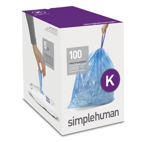 simplehuman 9.25-12 Gal. Custom Fit Trash Can Liner Code K Recycling (100-Count)-CW0282 - The ...