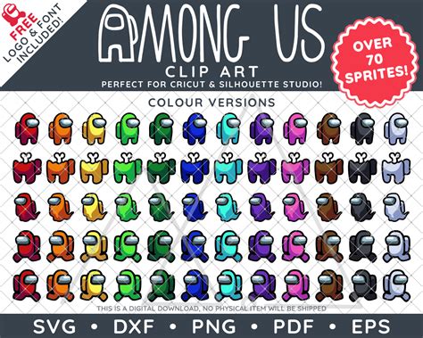 Among Us Game Clip Art Design SVG DXF PNG PDF - Over 70 Spri - Inspire ...