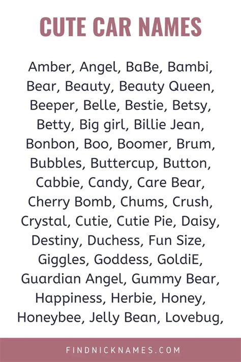 Cute Car Names: 170+ Cute Names For Your Car — Find Nicknames