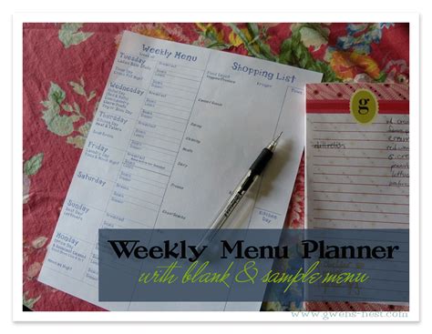 Weekly Menu Planning | Gwen's Nest