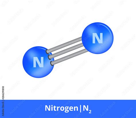 Vector ball-and-stick model of chemical substance. Icon of nitrogen ...