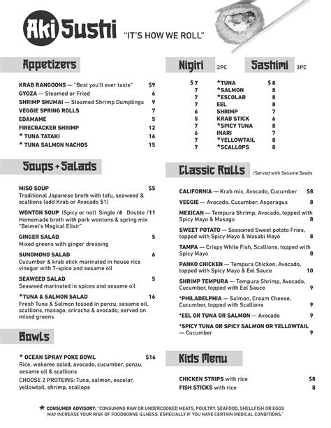 Aki Sushi Menu – Aki Sushi Oldsmar