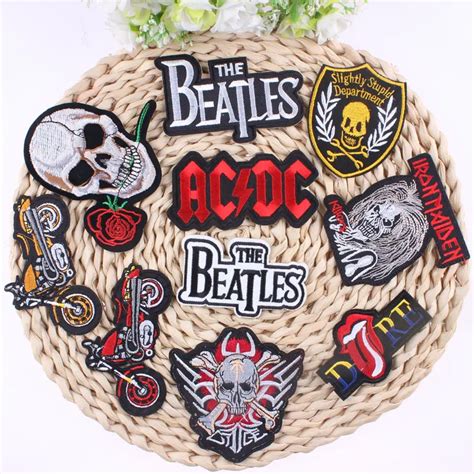 ACDC Punk Patch Rock Band Skull Patch Biker Iron On Cheap Embroidered ...