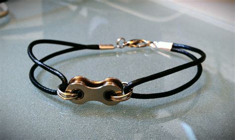 Bike Chain and Leather Bracelet UBLTHLK - Etsy