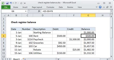 Check register balance - Excel formula | Exceljet