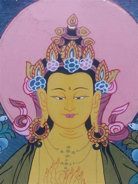 Maitreya Buddha Tibetan Hand Painted Buddhist Thangka real Gold , traditional Color | Price: US ...