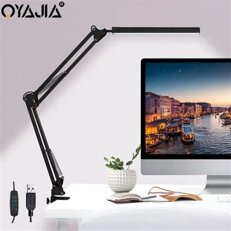 LED DESK LAMP Eye-Caring Adjustable Swing Arm Table Light with Clamp Dimmable £16.59 - PicClick UK
