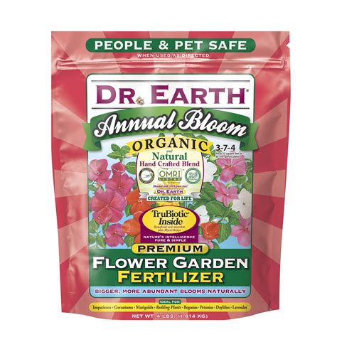 Dr. Earth Organic & Natural Annual Bloom Flower Garden Fertilizer, 4 lb ...