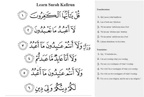 Four Quls in Quran - Translitration and English Translation