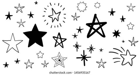 Set Hand Drawn Stars Doodle Star Stock Vector (Royalty Free) 1456935167 ...