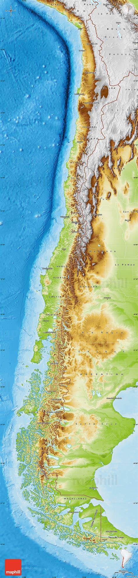 Physical Map of Chile