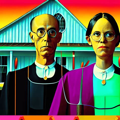 American Gothic Vaporwave Style Neon Colors · Creative Fabrica