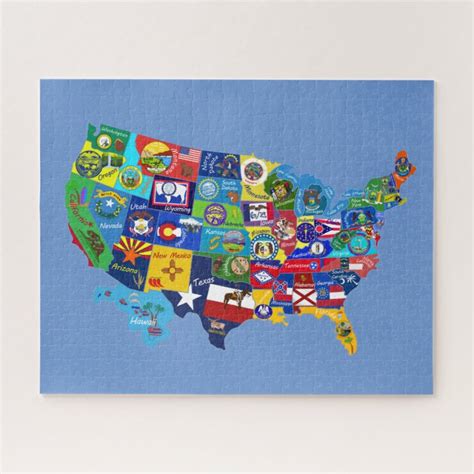 USA MAP with flags jigsaw puzzle | Zazzle