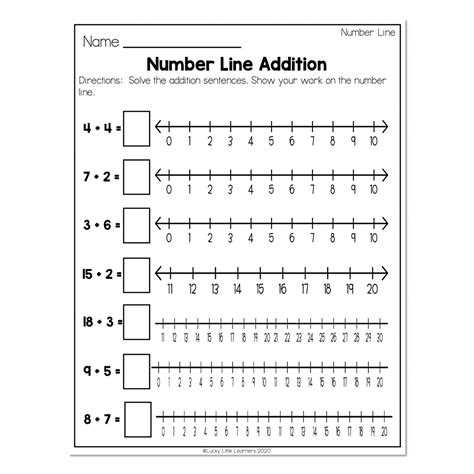 2nd Grade Math Worksheets - Number Line - Number Line - Number Line Addition - Lucky Little Learners