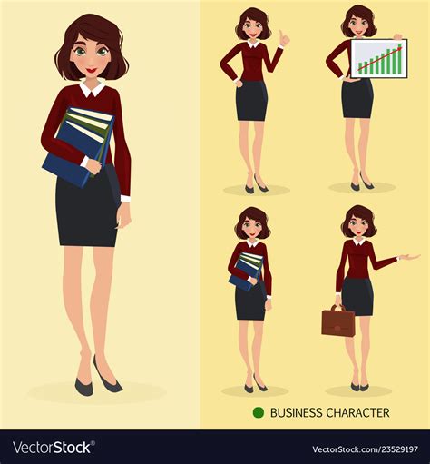 Set woman office worker in various situations Vector Image