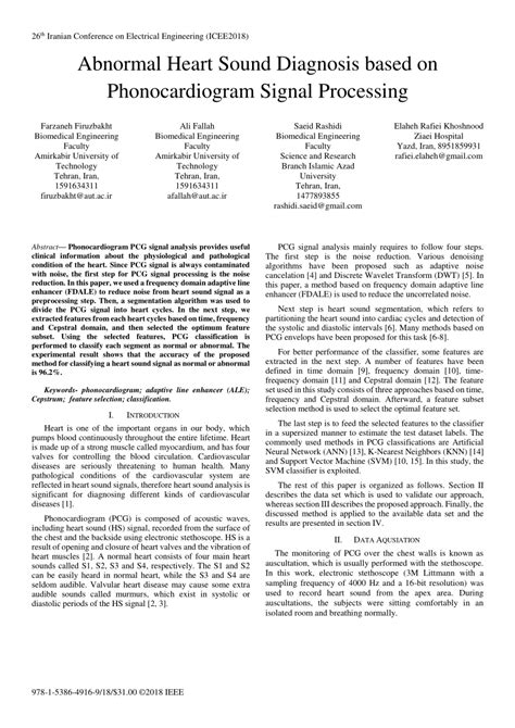 (PDF) Abnormal Heart Sound Diagnosis Based on Phonocardiogram Signal ...