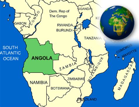 Angola map. Terrain, area and outline maps of Angola. | CountryReports - CountryReports