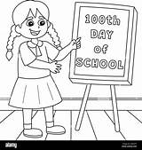 100th Day Of School Student Girl Coloring Pages Stock Vector Image  sketch template