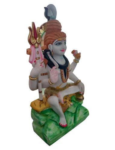 Multicolor Painted God Shiva Marble Statue, For Worship, Size: 24inch ...