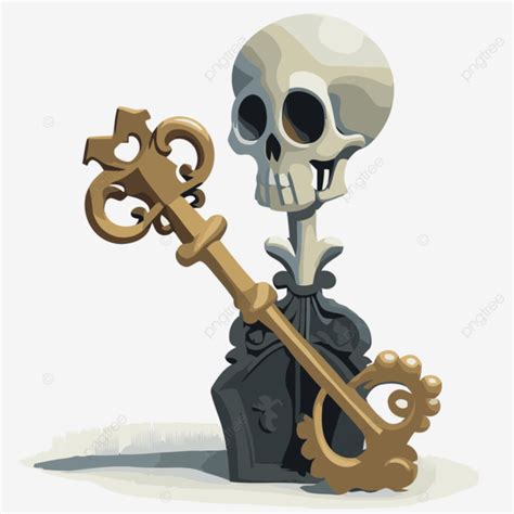 Skeleton Key Vector, Sticker Clipart 3d Model Of A Skull On Top Of An ...