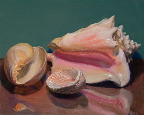 Wang Fine Art: seashells, original oil painting a day, daily painting traditional classic ...