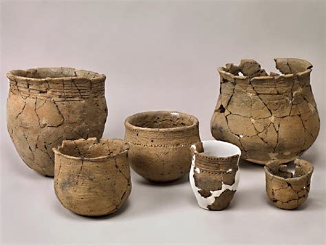 Corded Ware pottery vessels from the Gröndal 1 (centre) and Jönsas ...