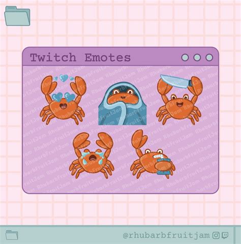 Crab Emotes Twitch Discord Chibi Kawaii Crab Emote Pack - Etsy