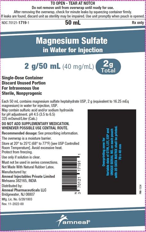 Magnesium Sulfate: Package Insert - Drugs.com