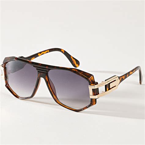 Classic Series - Lunettes De Soleil Shield Luxe MArron Noir Doré ...