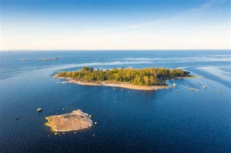 Premium Photo | Island in gulf of finland aerial view. baltic sea