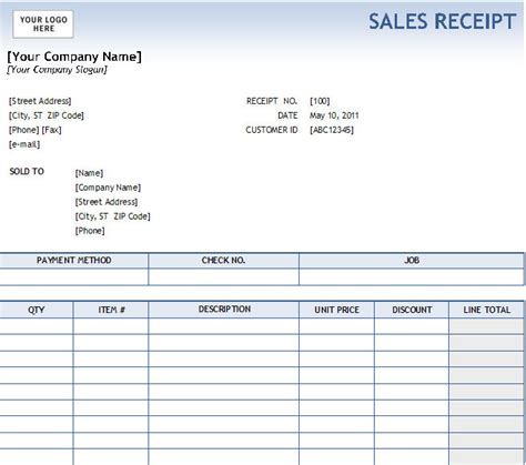 Excel Sales Receipt | Excel Receipt Template | Cash Receipt Excel