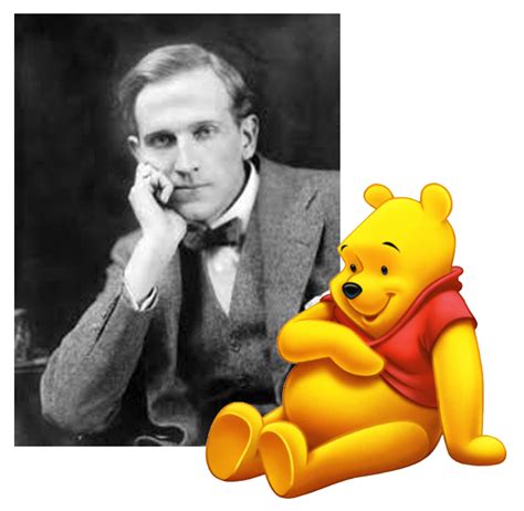 a black and white photo of a man with a winnie the pooh teddy bear