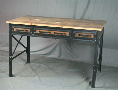 Vintage Style Industrial Desk With Drawers – Combine 9 | Industrial ...