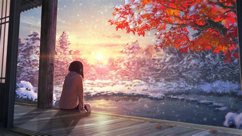 Anime, Scenery, Autumn, Sunset, 4K, 3840x2160, #53 Wallpaper PC Desktop