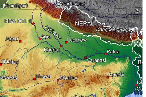 Topographic Map Uttar Pradesh - Mapsof.Net