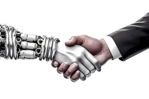 Premium AI Image | Human and robot handshake business relationship symbol Make money with chat ...