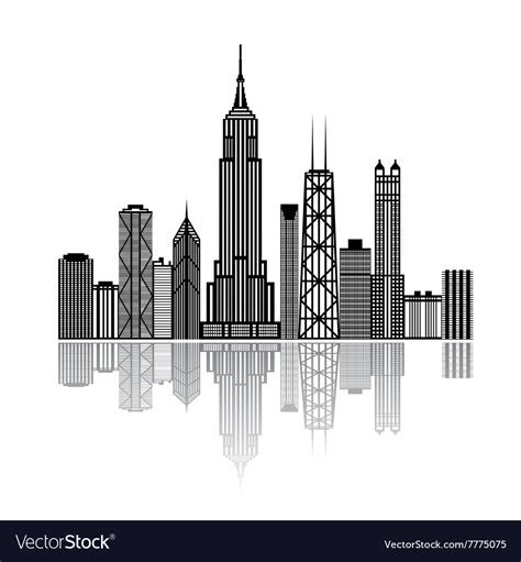 Black building silhouettes isolated on white Vector Image