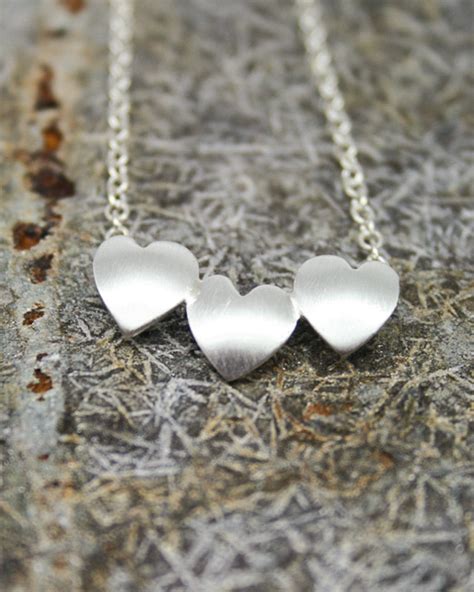 Handmade three sterling silver hearts necklace | Starboard Jewellery