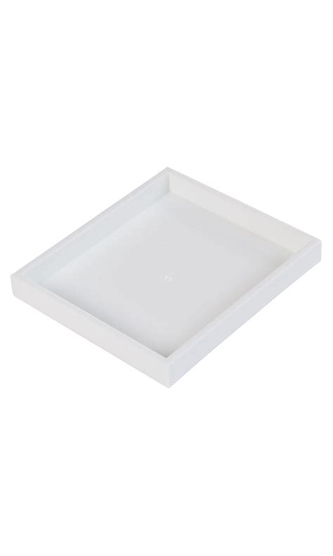 Small White Plastic Stackable Tray - 7 1/4"L x 8 1/4"W x 1”H - Set of 3 ...