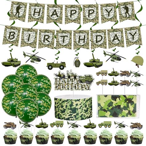 Amazon.com: Army Birthday Party Decorations Pack Include Camo Birthday ...