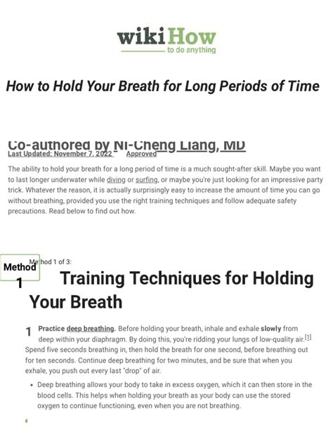 3 Ways To Hold Your Breath For Long Periods of Time - WikiHow | PDF | Breathing | Aerobic Exercise