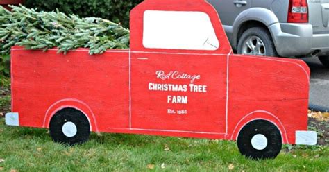 Red Truck & Christmas Tree - Outdoor Christmas Decor | Christmas ...