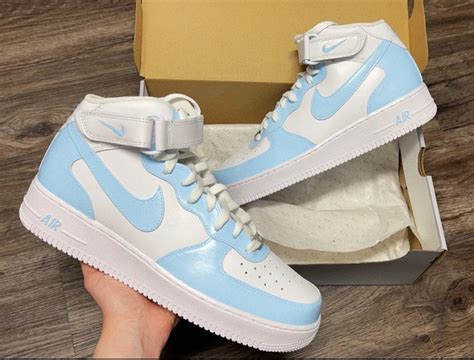 Custom Nike Air Force 1 Mid Baby Blue – Lilaccustom