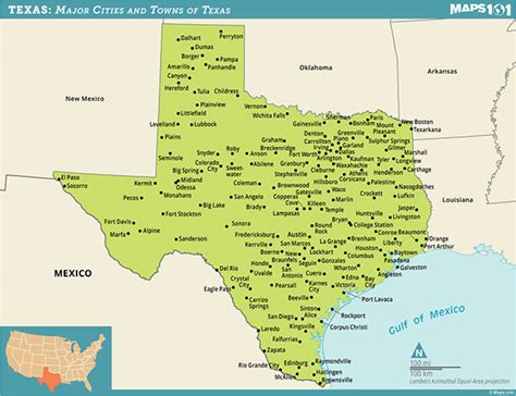 Maps101 - Major Cities and Towns of Texas