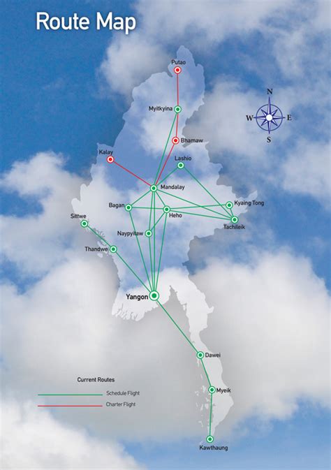 Yangon Airways route map