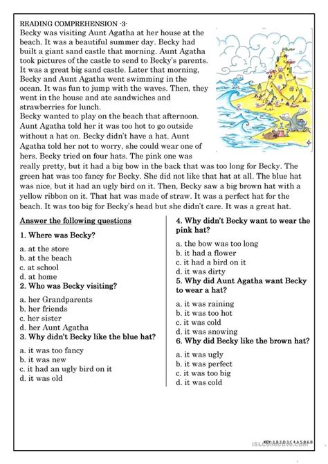 Reading Comprehension for beginner and Elementary Students 3 - English ESL Worksheets for ...