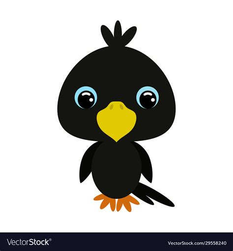 Cute baby raven flat stock Royalty Free Vector Image