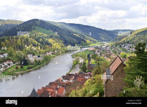 View from Hirschhorn of the Neckar Valley, Hesse, Germany Stock Photo - Alamy